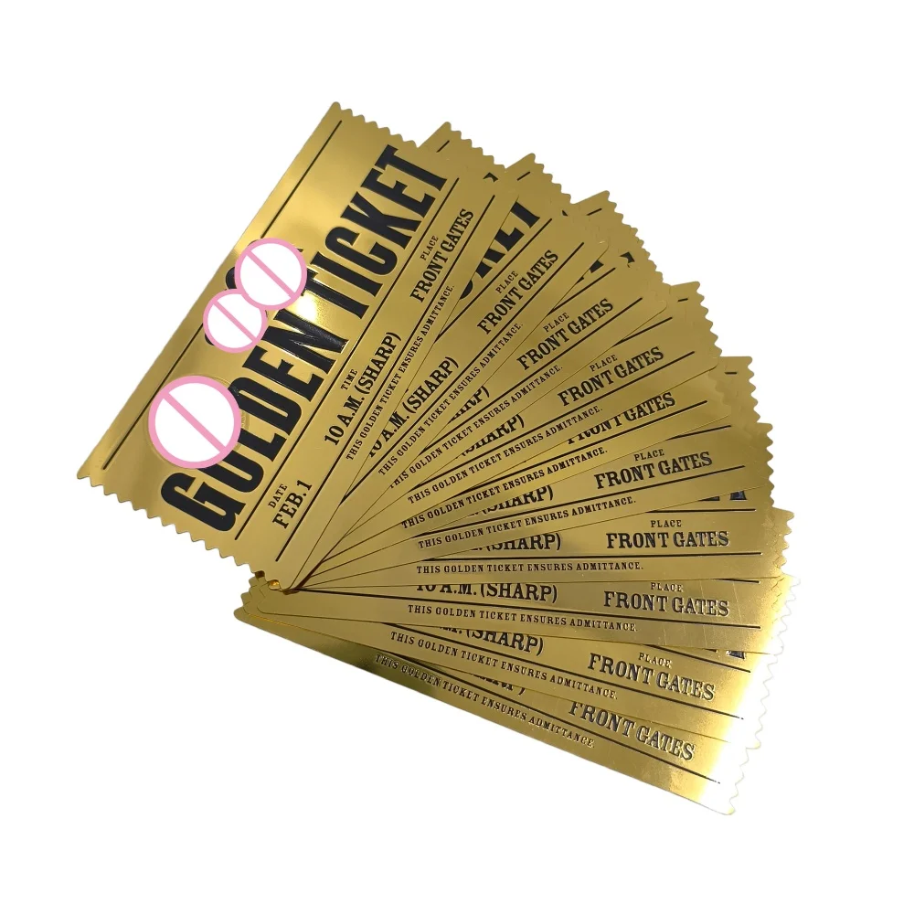 1/10pcs Classic Style Golden Ticket 15*7cm Gold Foil Plastic Card For Art Collection Memorial Gift view 4