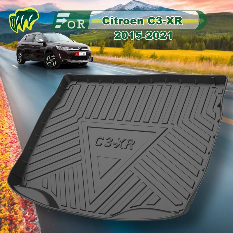 

For Citroen C3-XR 2015-2021 TPE Custom Fit Car Trunk Mat All Season Black Cargo Mat 3D Shaped Laser Measured Trunk Liners