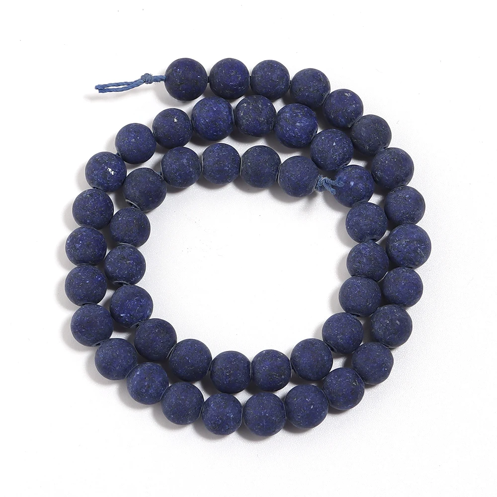 1 Strang/Lot 4/6/8/10/12 mm mattierte Lapislazuli-Steinperlen, runde lose Abstandsperlen für die Schmuckherstellung, DIY-Halskette, Armband