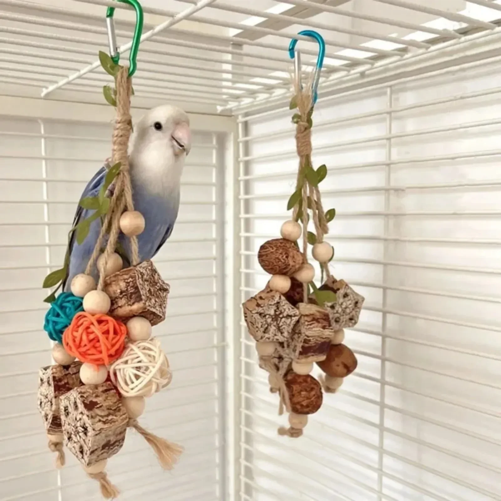 Bird Toys Colorful Hanging Chew Parrot Toys Parakeet Puzzle Training Relief Bite String Cage Decorative Bird Accessories