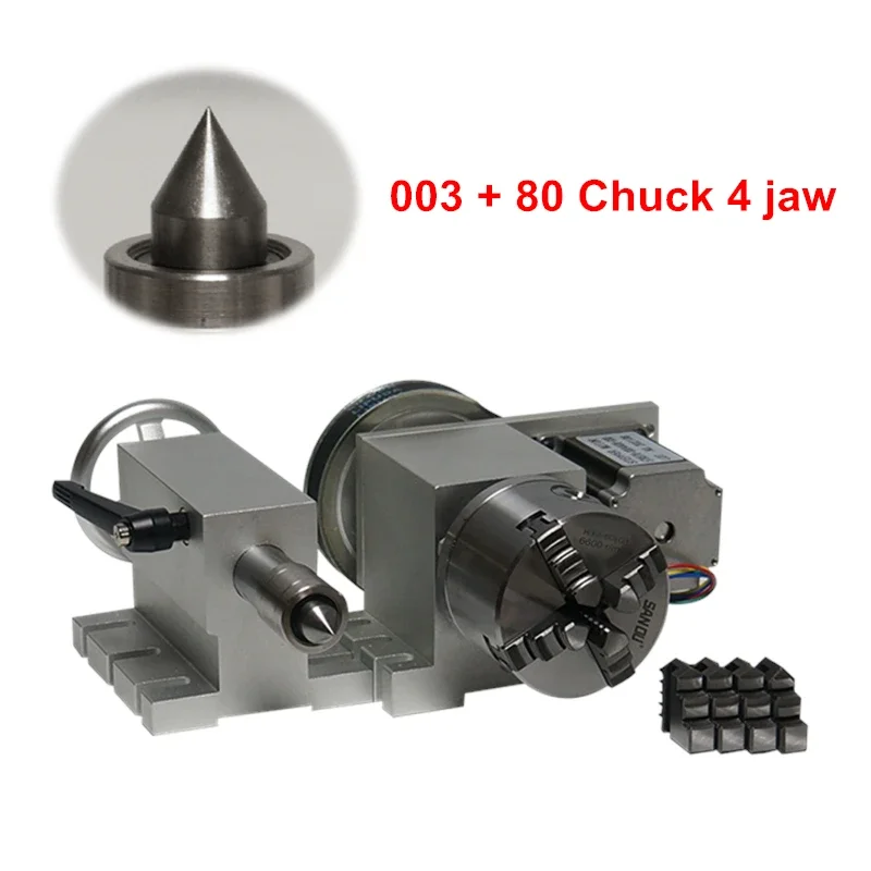 K5M-6-80B 80mm Rotary Chuck for CNC Engraving and Milling Machines with A Rotating A-axis and MT2 Fourth-axis Tailstock