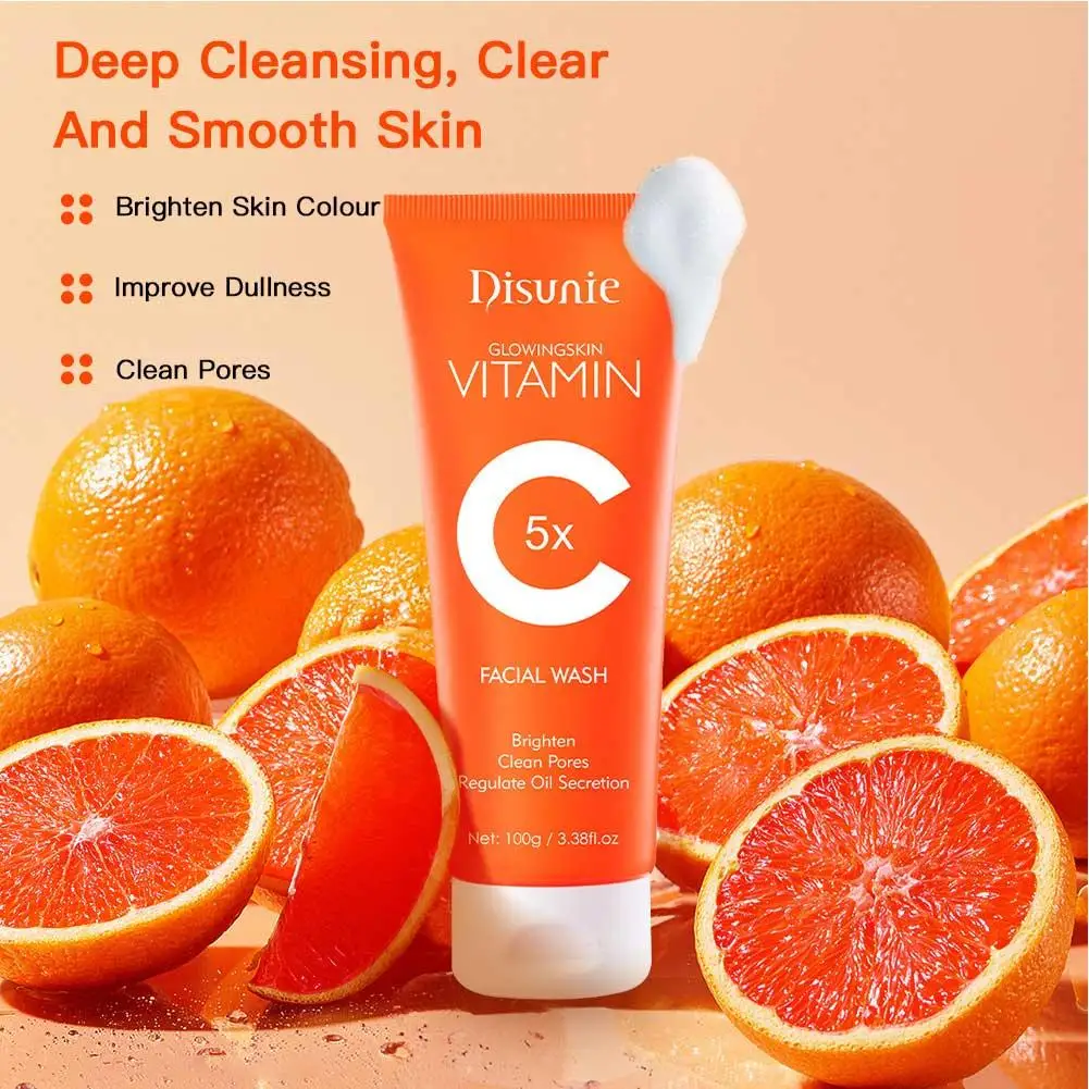 Vitamin C Facial Cleanser Face Wash Foam skincare Moisturizing Skin Rejuvenation Cleanser Skin Face Care Brightening Y6L3