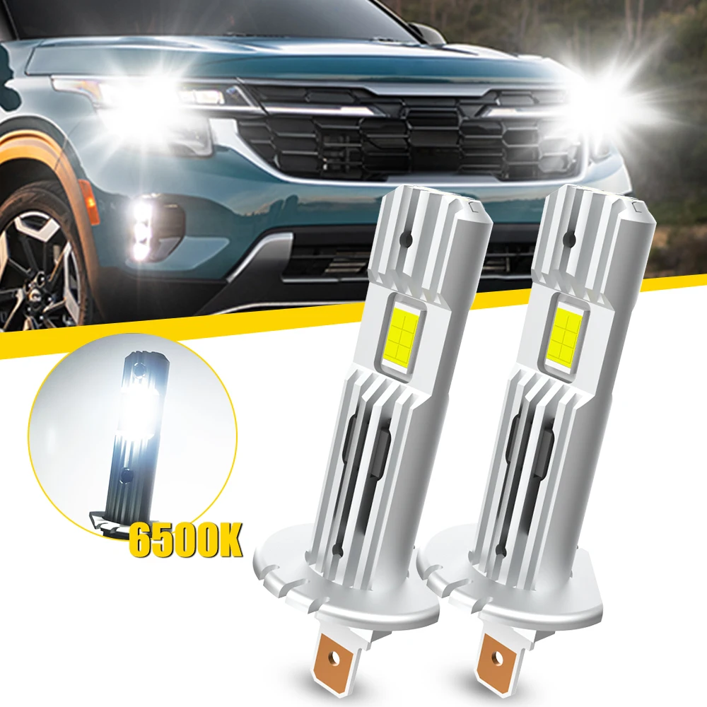 

2 шт. AUXITO GF H1 светодиодные лампы Canbus комплект фар 6500K ксеноновый белый H1 безвентиляторный сверхмощный дальний свет 360 супер яркий