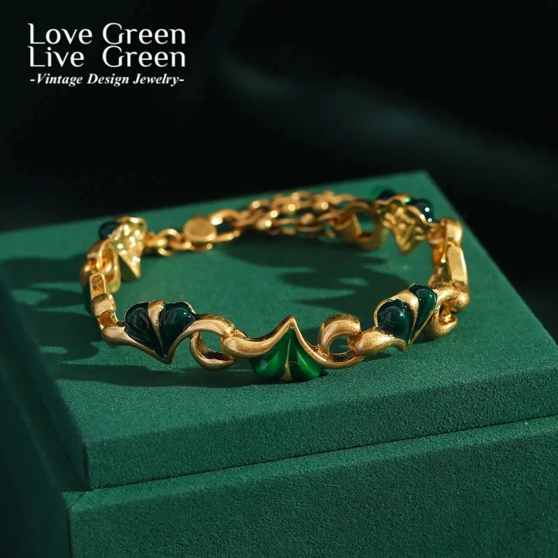 

Vintage Heart Bracelet Charms Woman Gold Color Bangles For Ladies 2025 Luxury Jewelry Designer Gifts My Girlfriend Valentine