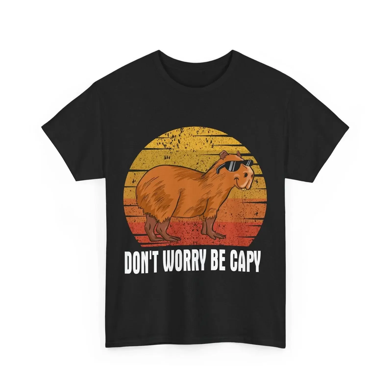 Don't Worry Be Capy T Shirt Capybara Lovers Rodents Zookeeper Vintage vintage Washed Versatile Stylish Top For Everyday Wear
