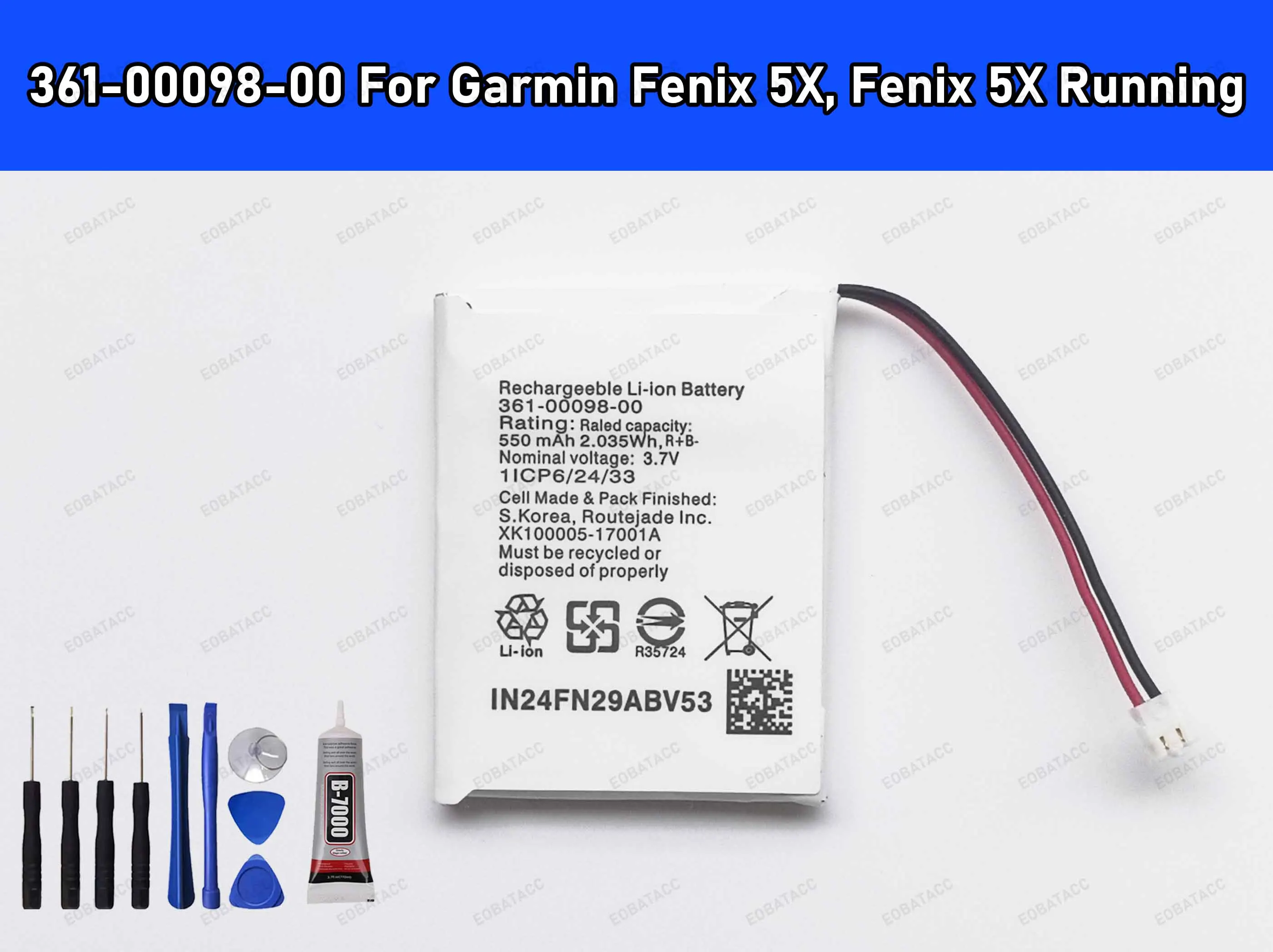 

100% New High Quanlity Replacement Battery 361-00098-00 For Garmin Fenix 5X/Fenix 5X Running Replacement Batteries+Free Tools