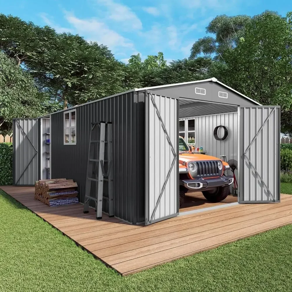 

10x14x6.7T Outdoor Storage Shed, Galvanized Steel Garden Shed with Lockable Door & Window, Waterproo Metal Tool Storage or Garde