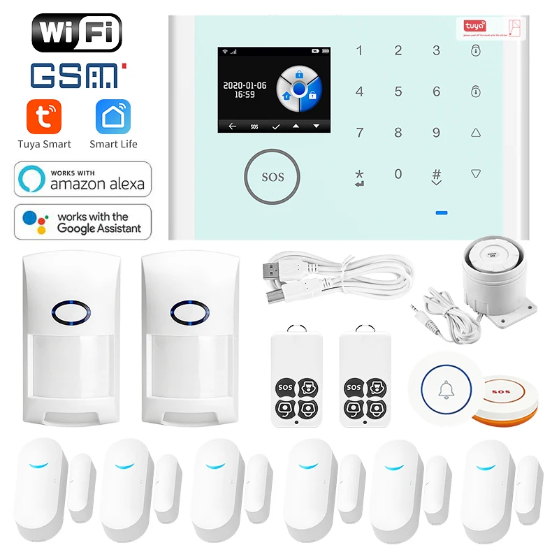 Drahtlose Wifi GSM Home Security Alarm System Anti-diebstahl Alarm Intrusion Hause Anti-diebstahl 433MHz Für Tuya smartLife APP Hause Alarm