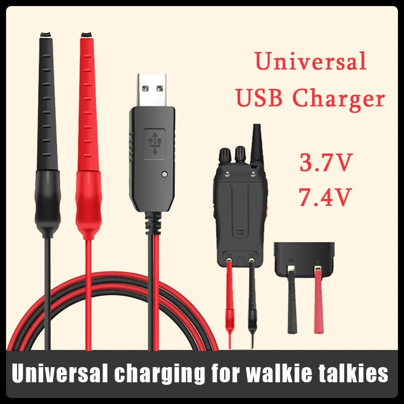 Universal USB Charger Cable Alligator Clips for BaoFeng UV-5R UV-82 UV-9R Pro Plus TYT Yaesu Charging for Walkie Talkies Battery