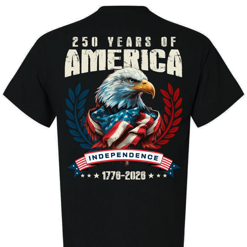 

Patriot Pride Men's Eagle Graphic T-Shirt - 250 Years of American Independence Cotton T-Shirt Crew Neck Short Sleeve Tops Casual