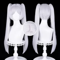Anime Frieren Cosplay Wig 68cm Silver White Two Ponytails Heat Resistant Synthetic Hair + Wig Cap