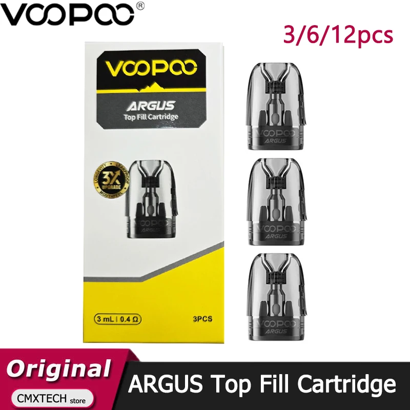 3/6/12pcs Original VOOPOO ARGUS Top Fill Cartridge Pod 2ML 3ML 0.4/0.7/1.0ohm For E Cig Argus P2 /Argus G2 mini/Argus A/Argus Z2