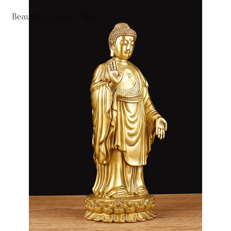 1PCS 25CM semi handmade brass Lingshan Buddha home Feng Shui decoration office desktop crafts figurine  estatuas religiosas