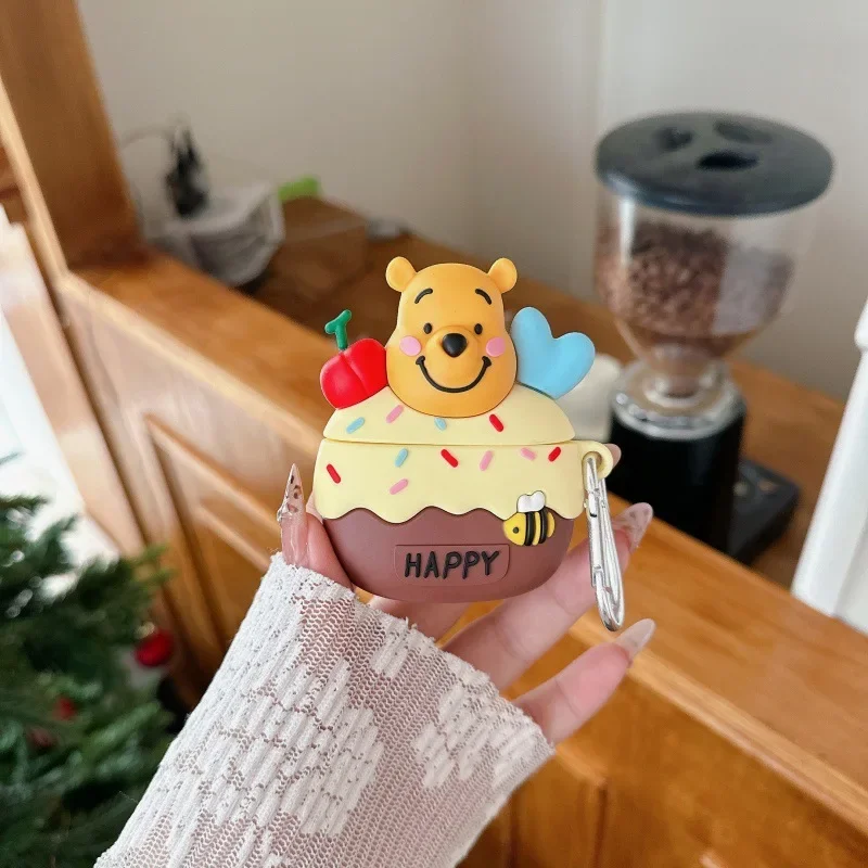 Custodia 3D Cake Teddy Bear per AirPods 4 Airpod 1 2 3 Pro Pro2 Auricolari Bluetooth Scatola di ricarica Custodia protettiva per auricolari