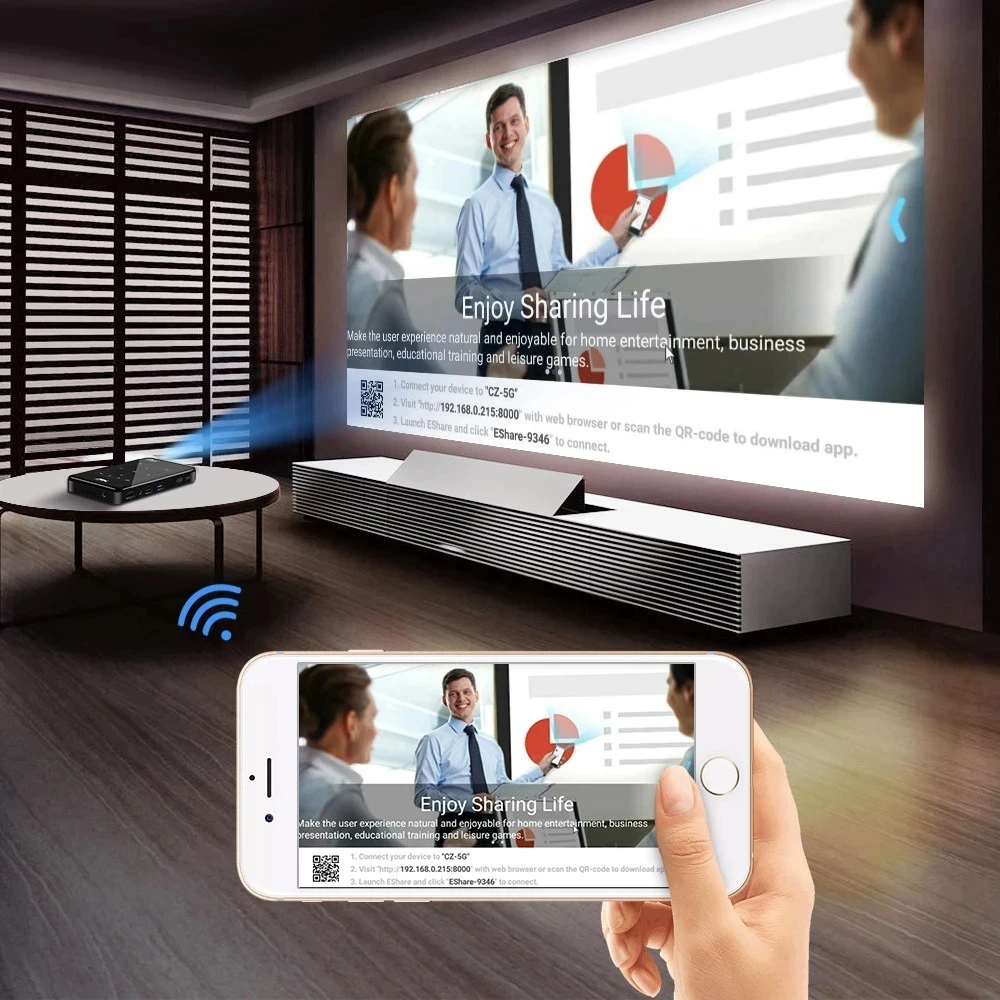 

Newest Android 9.0 P09-II Portable DLP Mini Pocket Projector 2GB RAM 32GB ROM WIFI5 BT4.2 4K HD Home Cinema LED Video Projector