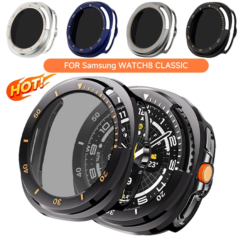 Premium privacy film+PC case for samsung galaxy watch 8 classic cover bumper screen protector galaxy watch 8 classic 46mm shell