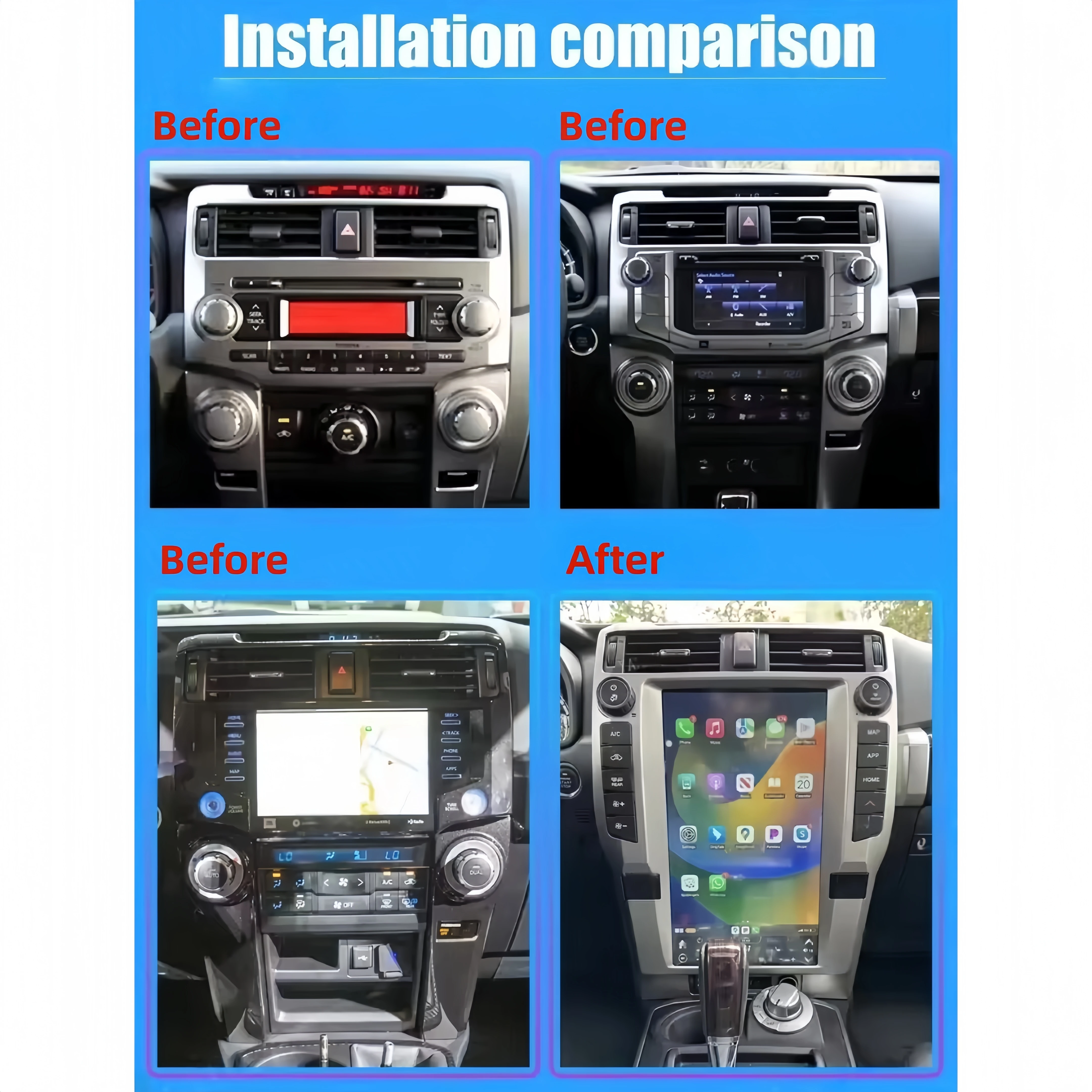 16 inch Android 14 CarPlay Auto Car Radio For Toyota 4Runner 2010-2022 2023 Touch Screen Multimedia Stereo Player GPS Head Unit