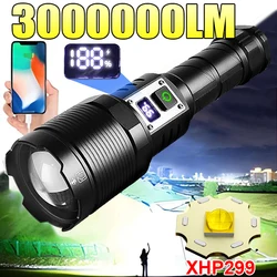 3000000LM Powerful LED Flashlight Super Bright Rechargeable Portable Ultra Power Torch lamp Outdoor Emergency Camping Lantern