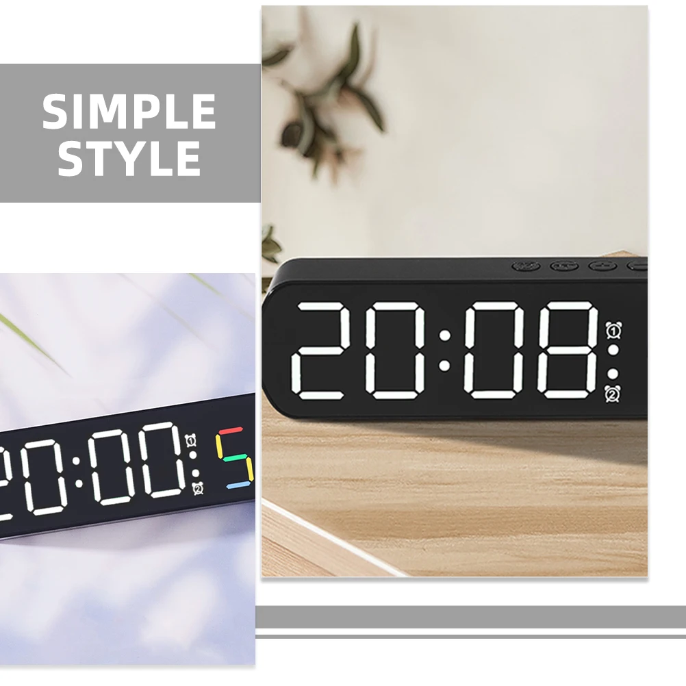 

LED Alarm Clock Digital Clocks for Bedrooms Desk Large Mirror Jump Seconds Black White Light Timer Countdown Dual Alarms Stable