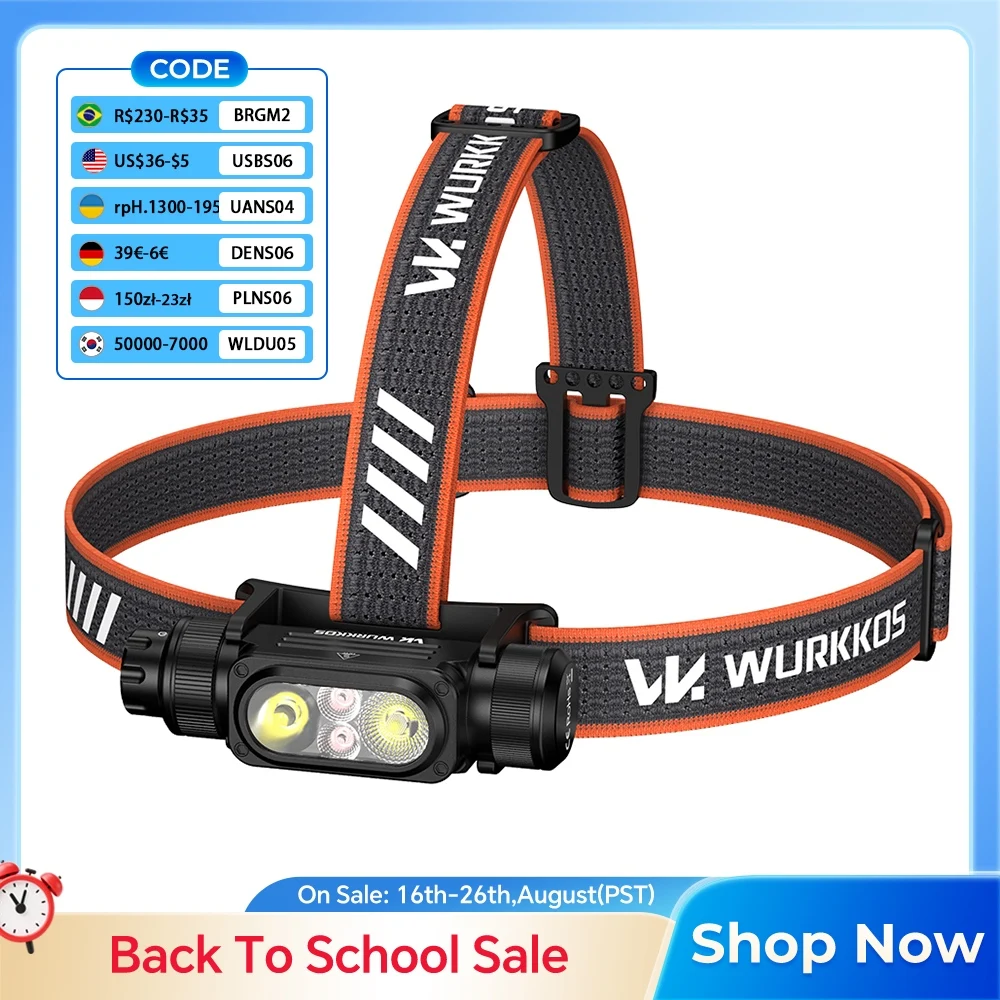 Wurkkos HD17 Headlamp Flashlight 2500 Lumens 18650 Battery Everyday Carry (EDC) with Red Light Ideal for Outdoor Use
