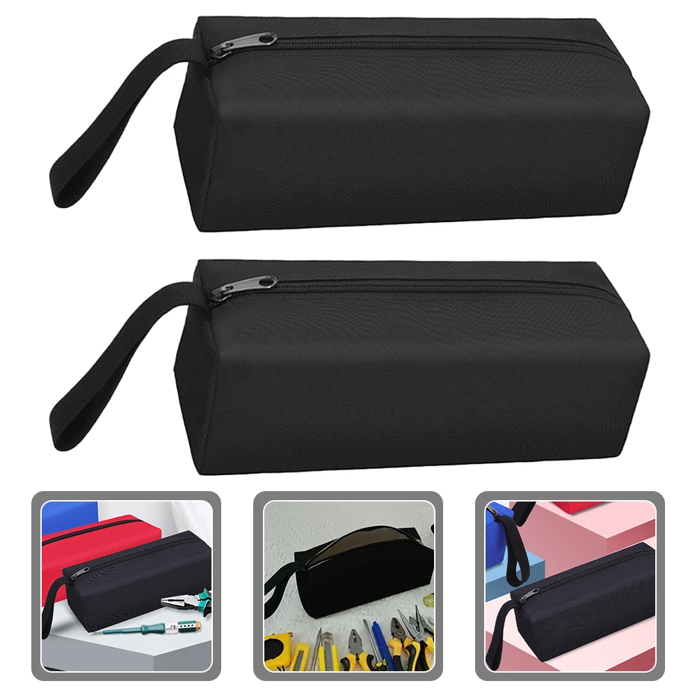 2 pcs Tool Storage Bag Oxford Cloth Pouch Zipper Small Tools Black Large BD02 Waterproof MultiFunctional Travel Use