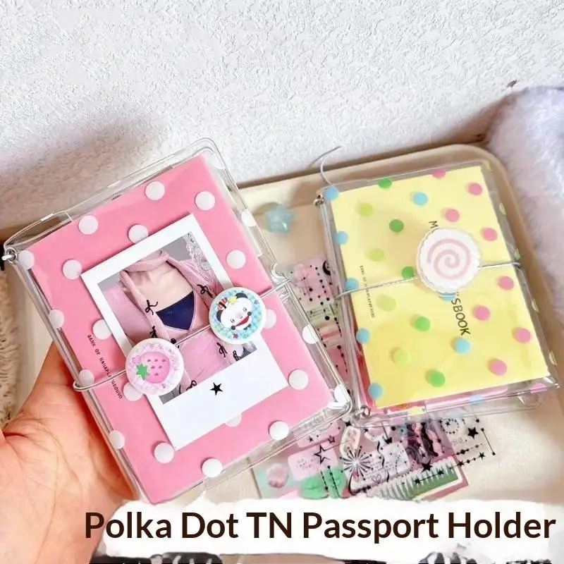 Hot 1Pcs Polka Dot Print Passport Holder Clear Elastic Band Design Passport Cover Portable Transparent Passport Protector Case
