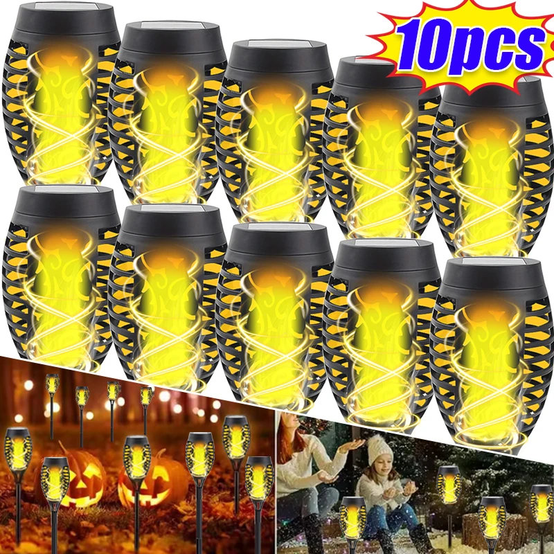 

10Pcs Solar Flame Lights Waterproof Outdoor Lawn Light Suitable For Garden Yard Lawn Path Patio Landscape Lighting Decoration