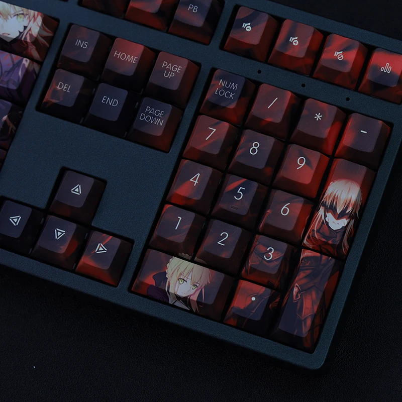 108 Kunci Fate Stay Night Zero Saber Keycaps Profil Ceri Keycap Anime Dua Dimensi PBT 5-Side Sublimasi Keyboard Keycap