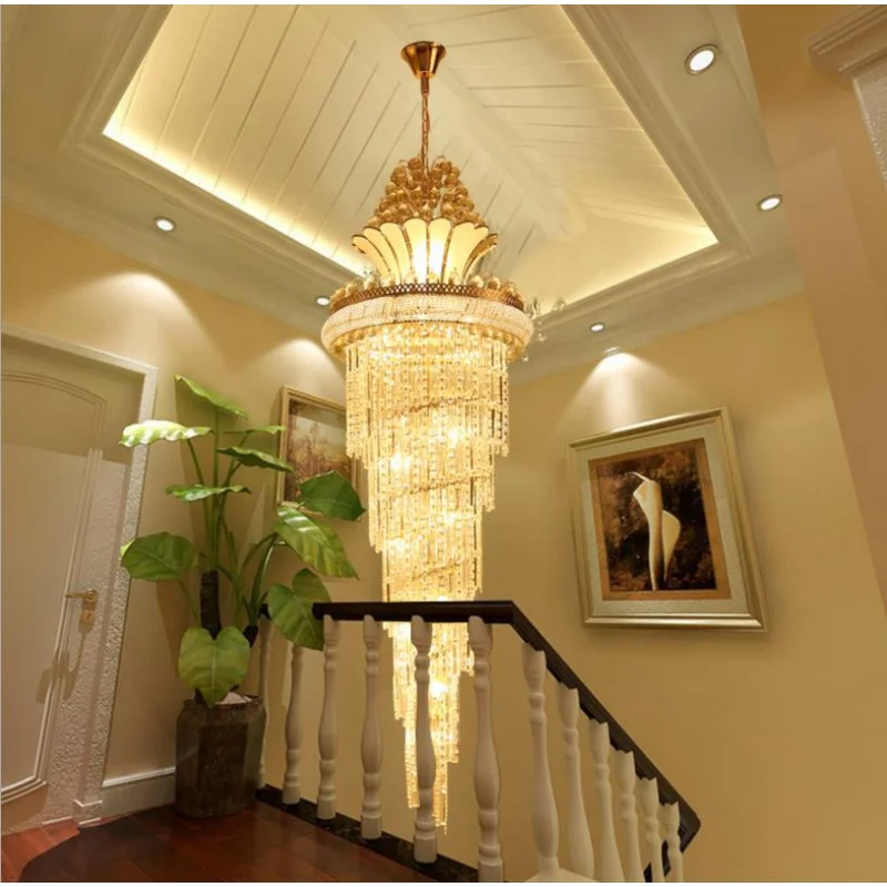 

Large Gold Imperial K9 Crystal Chandelier for Hotel Hall Living Room Staircase Hanging Pendant Lamp European Big Lighting