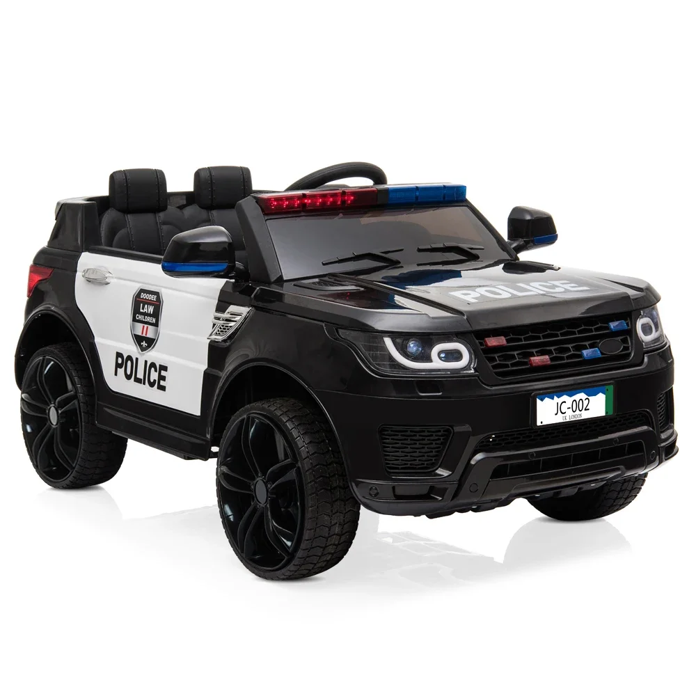 

12V Big Size With Remote Control Children's Electric Four-wheel Double drive Toy Police Music Car