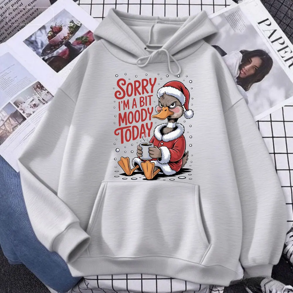 Sorry I'm A Bit Moody Today Sudadera con capucha Divertida chándal de pato de Navidad Sudadera con capucha de animal divertido Regalo para amantes de la granja Jersey ligero de Navidad