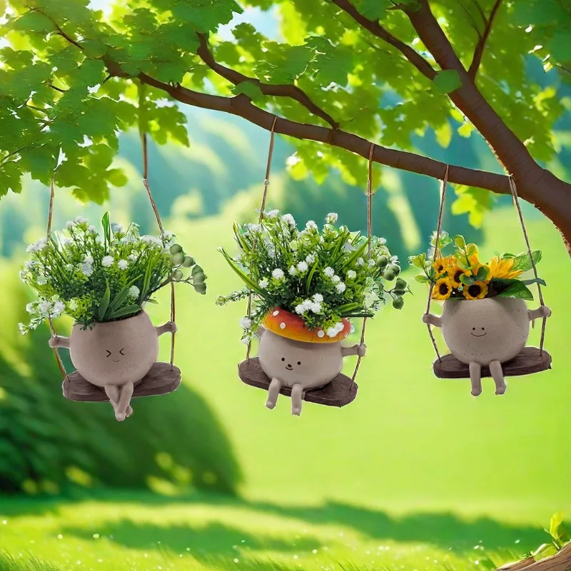 

Creative Resin Succulent Swing Flower Pot - Cute Home & Outdoor Garden Decor Crafts