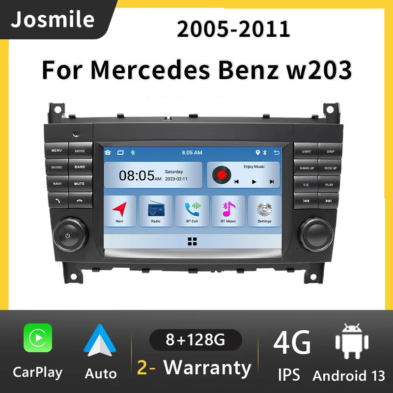 

8 Core Android 13 2 Din Car Radio For W203 Mercedes Benz Vito W639 W168 Vaneo Clk W209 W210 M/ML Multimedia Audio GPS Navigation