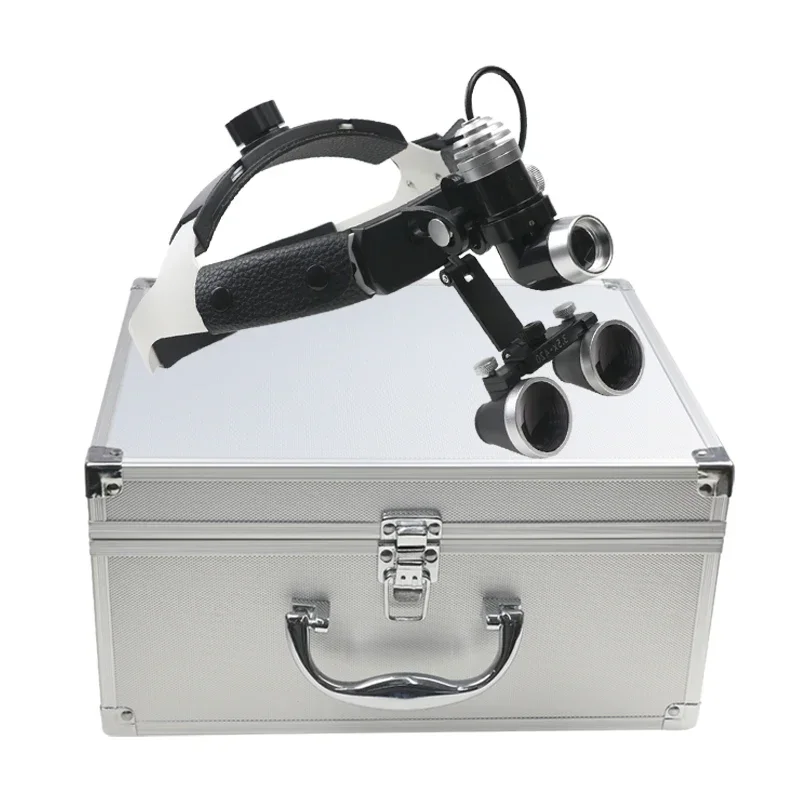 320-420mm Dental Binocular Magnifier Helmet Magnifying Glass with Two Batteries Dental Instrument 2.5X/3.5X