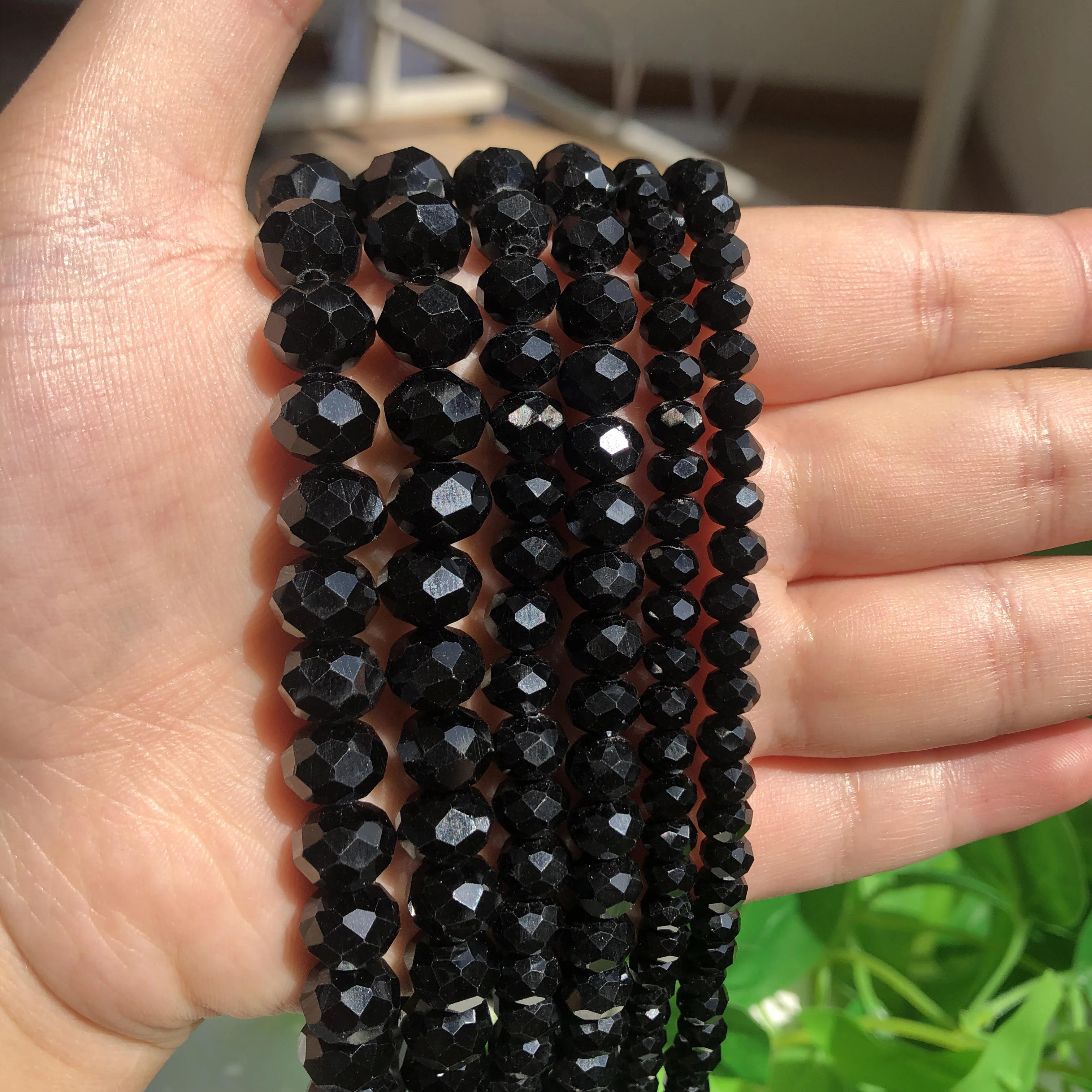 4/6/8/10/12mm Black Austrian Crystal Glass Beads Faceted Rondelle Spacer Bead Perles For Jewelry Making Diy Bracelet Accessories