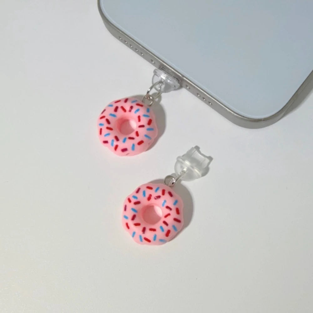 

Pink Donut Shaped Dust Plug Suitable For IPhone Headphone Charging Ports Dustproof Bags Dolls DIY Pendants And Ornaments