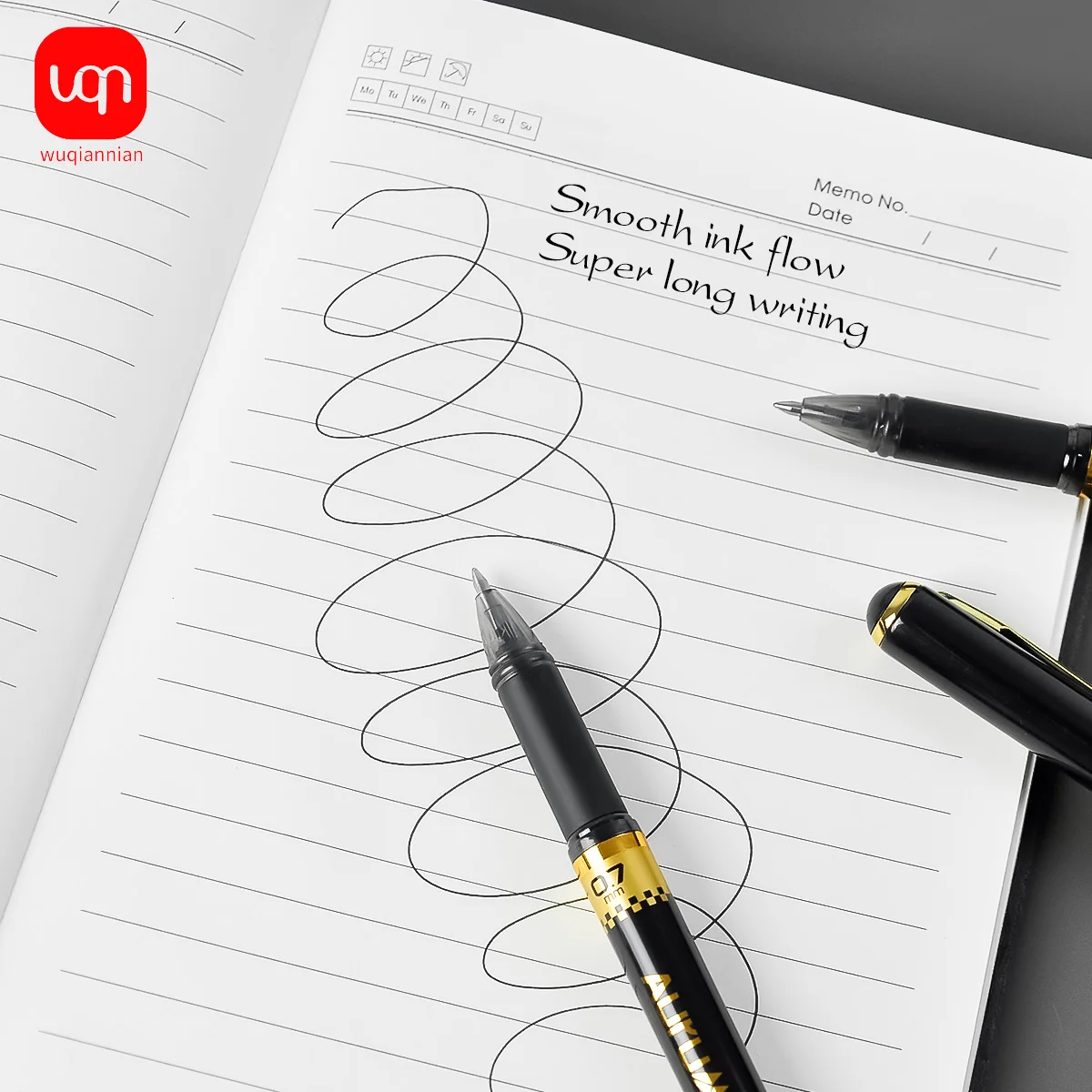 قلم جل أسود عالي الجودة 3/6/12CPS مع طرف 0.7 مم، كتابة سلسة. قلم توقيع بالحبر الأسود مناسب للكتابة والعمل المكتبي #5