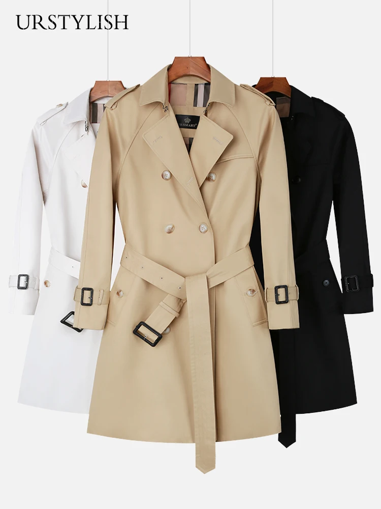 Trench-coat imperméable pour femme, coupe-vent long, manches Leurs lan, coton sur mesure, doublure à carreaux d'Angleterre