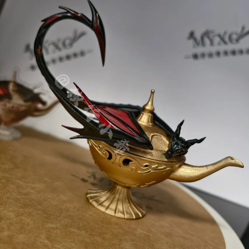 Gold Dragon Lamp Ornament 3D, Cute Black Red Winged Dragon, Statue Fantasy Home Decor Desktop, Figurine Collectible Gift For Men