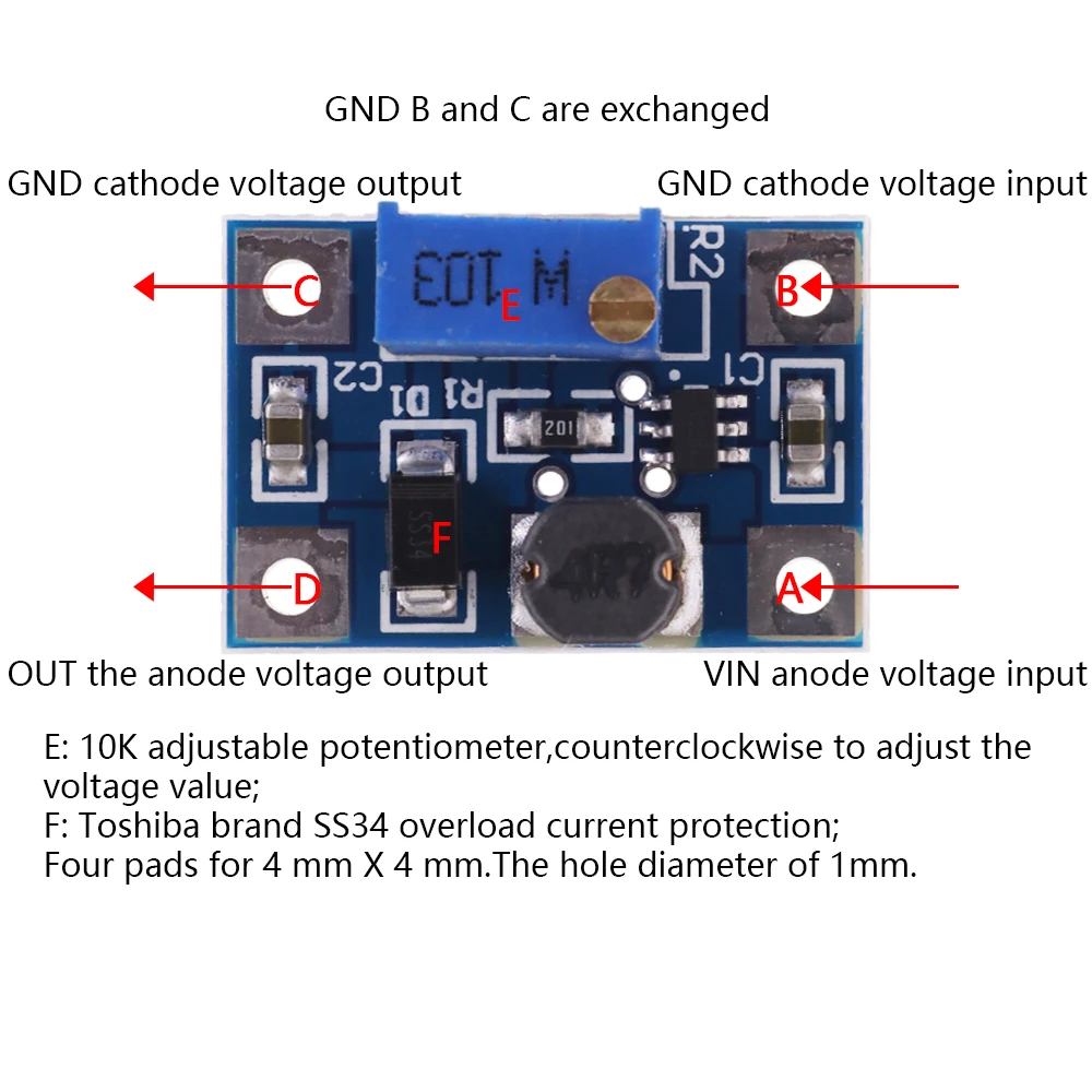 1/5/10PCS DC-DC 2-24V to 2-28V Step Up Adjustable Power Module Step Up Boost Converter 2A SX1308