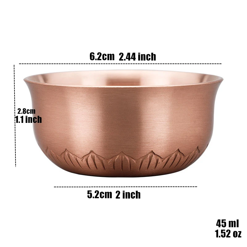 Engraved Pure Copper Bowl Mini Vodka Liqueur Spirits Cup Creative Wedding Wine Tea Cups Buddhist Bowl Home