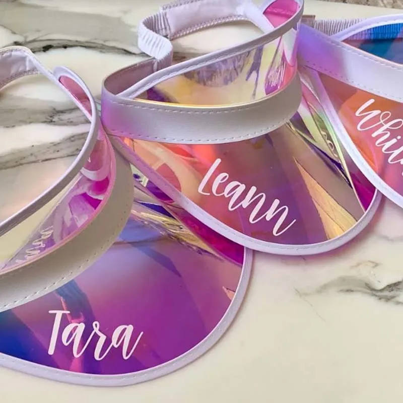 Personalized Adult Bachelorette Sun Visor Bride Tribe Hat Custom Beach Holographic Visors Pool Party Favors Bridesmaid Gifts