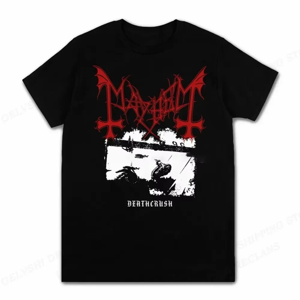 Mayhem Death T-shirt Mannen Katoen Tees Hip Hop Grafische Tops Vrouwen Casual Streetwear Anime Rock Tees Jongen Cool T-shirt Oversize Shirt