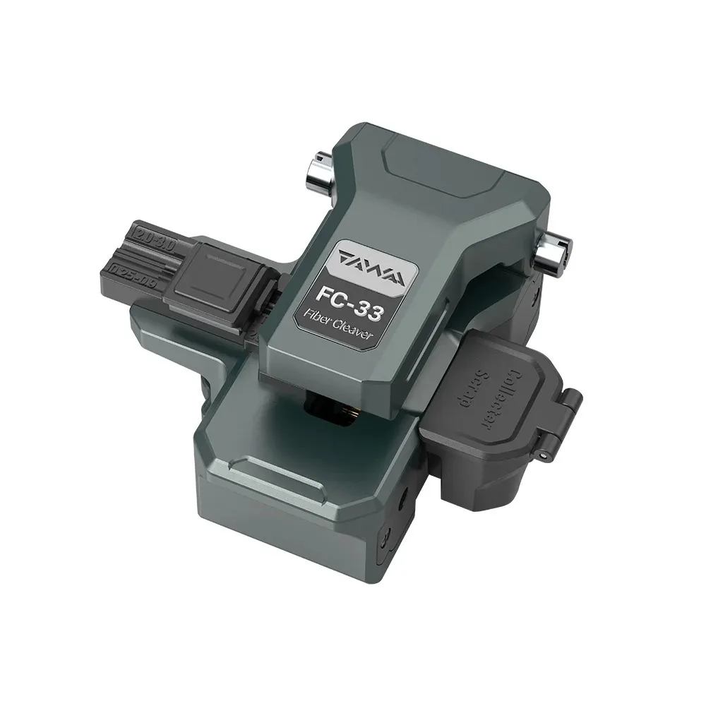 Eénstaps optische vezelknipper FC-33, volledig metalen behuizing voor kabels van 250μm ~ 3,0mm, meer dan 72.000 vezeloptische sneden met een nauwkeurigheid van minder dan 0,5 graden.