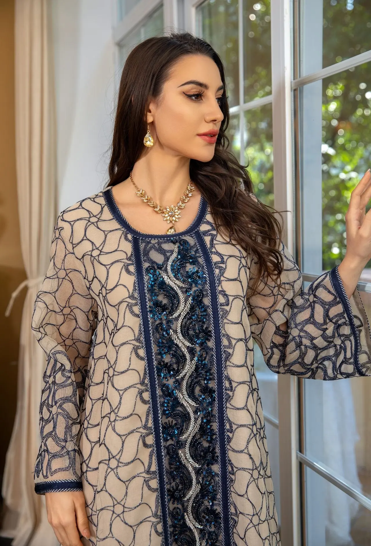 Robe Maxi brodée de paillettes musulmanes pour femmes, Abaya de dubaï Eid Djellaba, Robe Jalabiya islamique, caftan arabe saoudien, Ramadan Abayas
