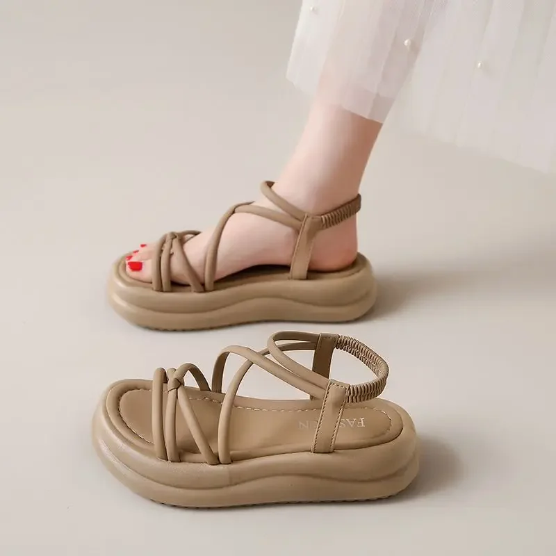 

Roman Style Open Toe Women's Sandals Luxury Summer High Quality Low Price Ladies Shoes Sale 2025 Trending Korea Asian Size Shoe