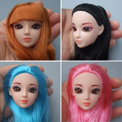 Excellent Quality Doll Head with Colorized Straight Hair DIY Accessories for 1/6 Jiont Doll Head for Girl Toy Gift