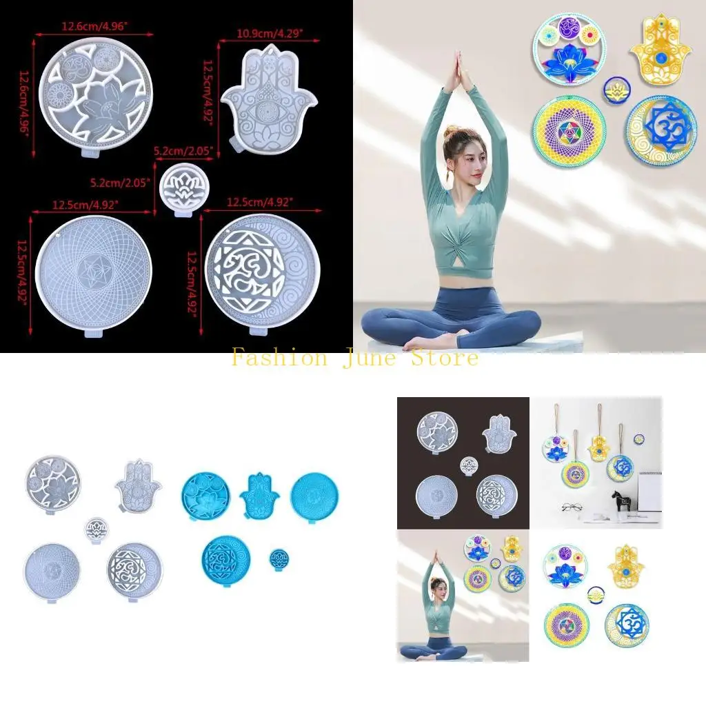 

N5KA Round Silicone Mold Yoga Pendant Mold Suitable for Diy Resin Casting