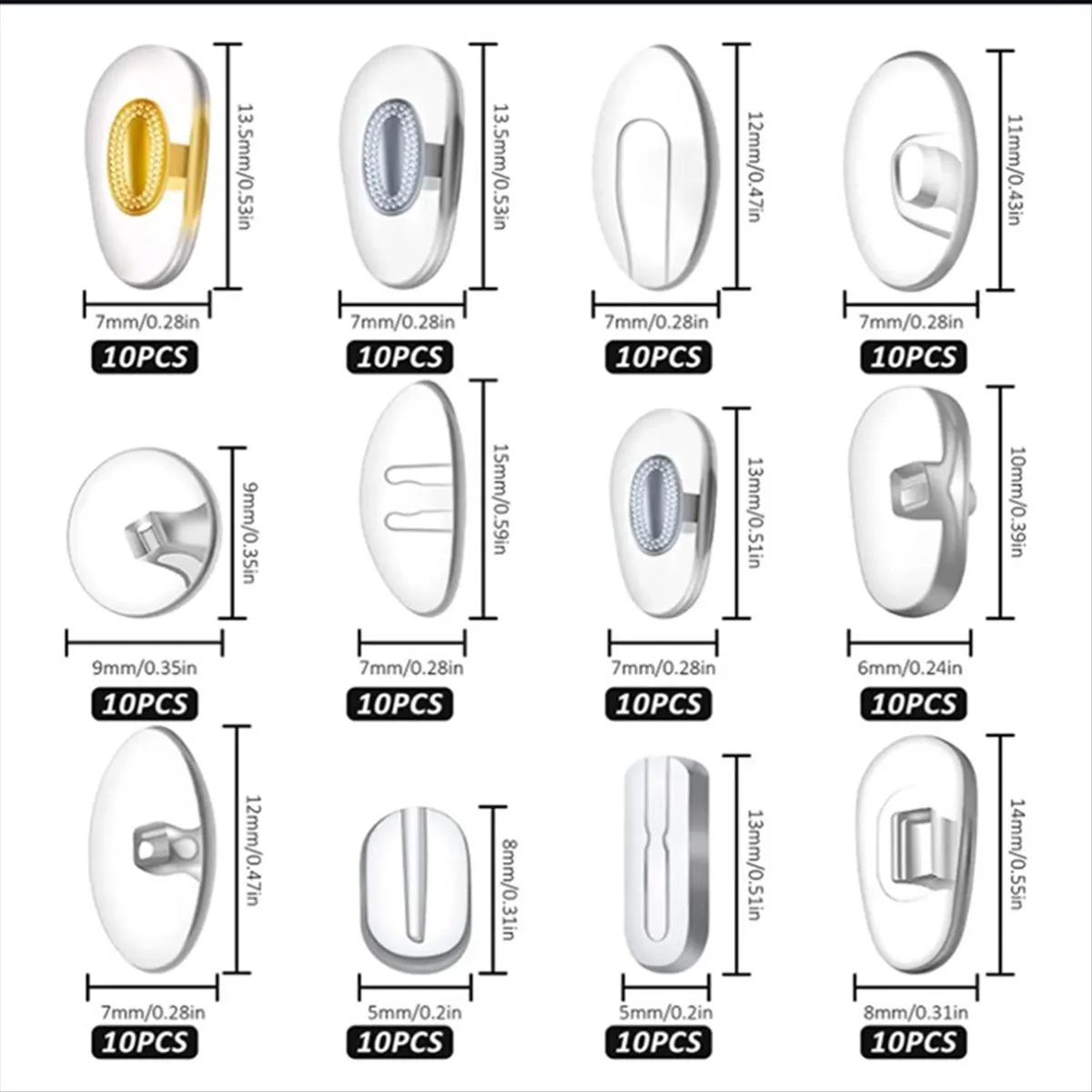 FTGT-Eyeglass Nose Pads,Soft Jelly-Like & Air Chamber Silicone Nose Pads,Screw-in Glasses Nose Pad Replacement Kit