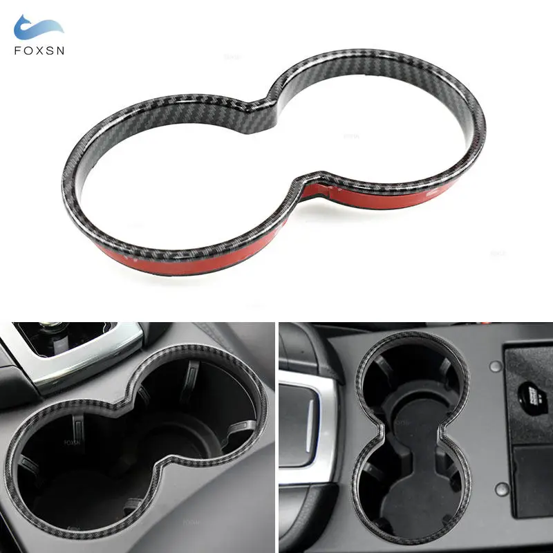 Car Carbon Fiber Texture Center Water Cup Holder Trim Cover Frame Sticker For Porsche Macan 2014 2015 2016 2017 2018 2019 2020